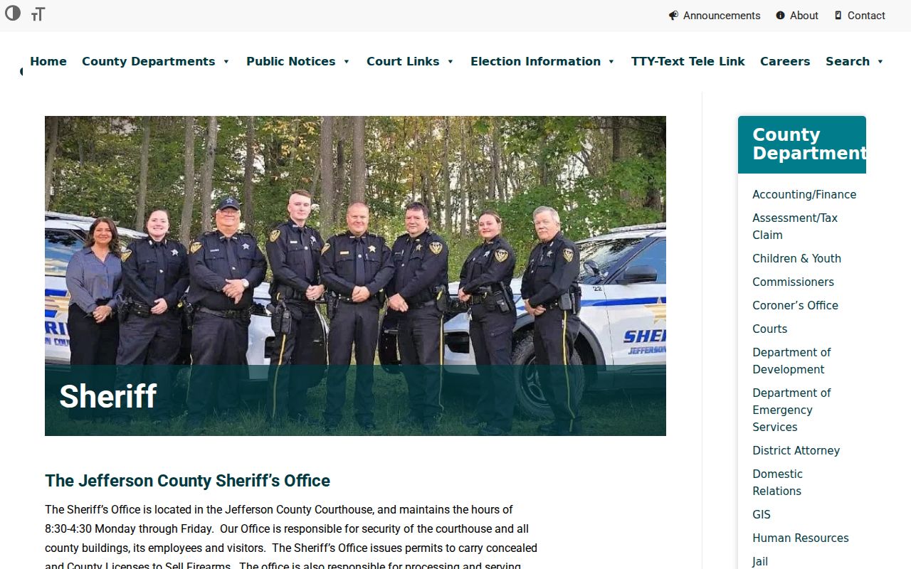 Jefferson County Sheriff information for arrest and warrant records