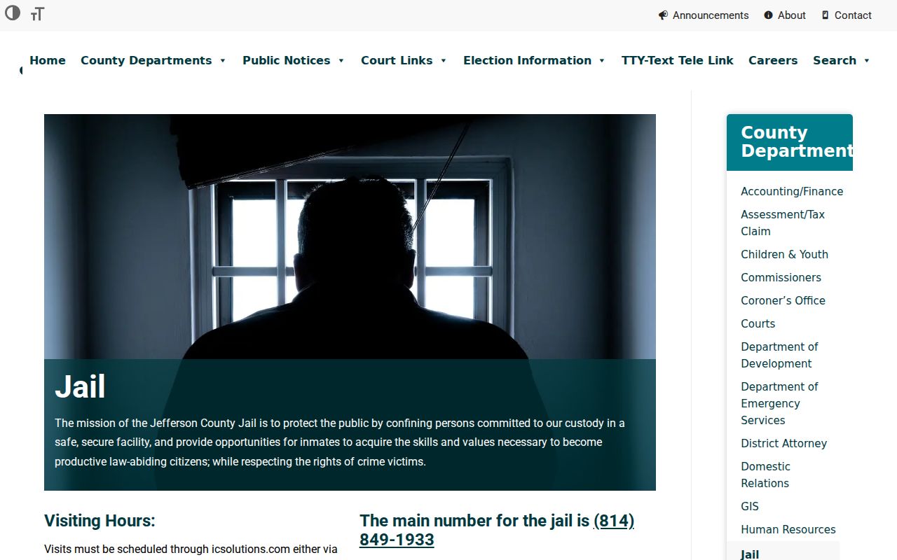 Jefferson County Jail records channel for arrest history