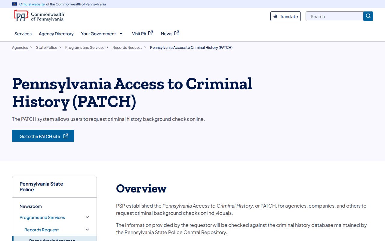 Jefferson County criminal records PATCH workflow overview